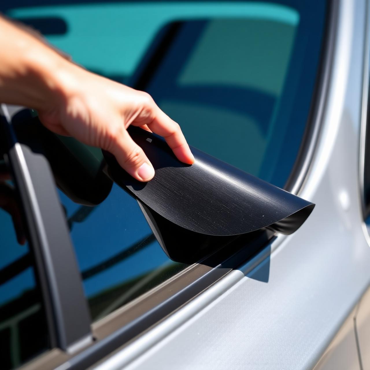 Speedshade removable tint sliding into a car window